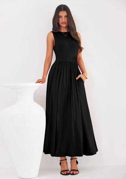 A-Line Flowy Maxi Dress - Sleeveless, Crewneck, Casual - photo 14
