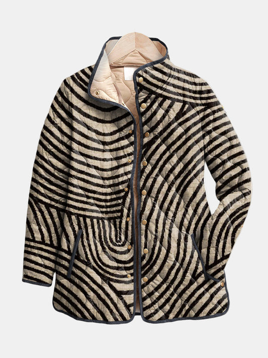 Retro Circle Design Quilted Jacket