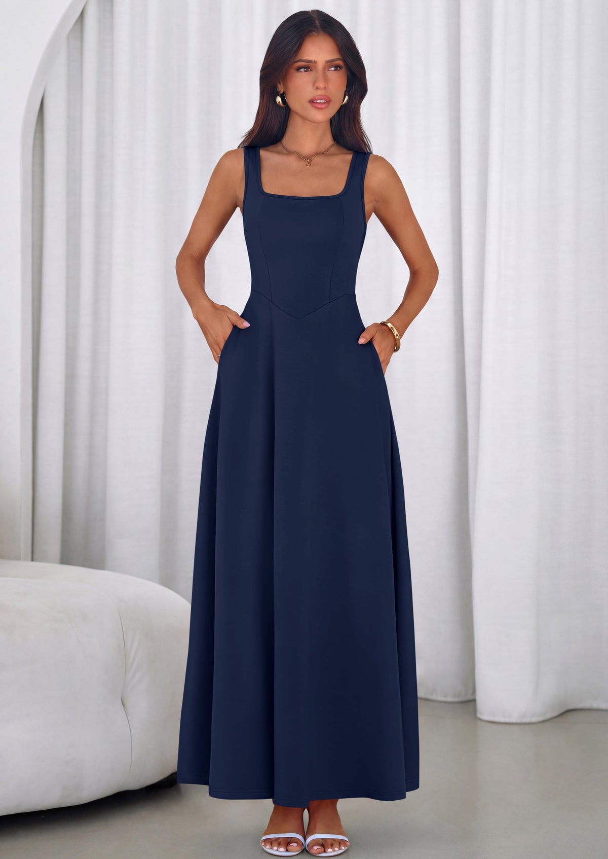 Swing Maxi Dress - Sleeveless, Square Neck, Beach - photo 45