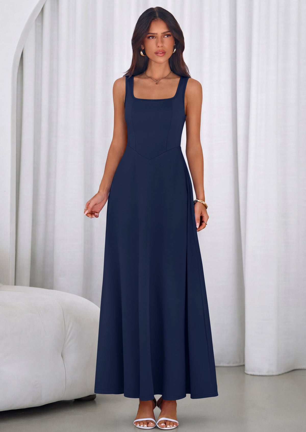 Swing Maxi Dress - Sleeveless, Square Neck, Beach - photo 43