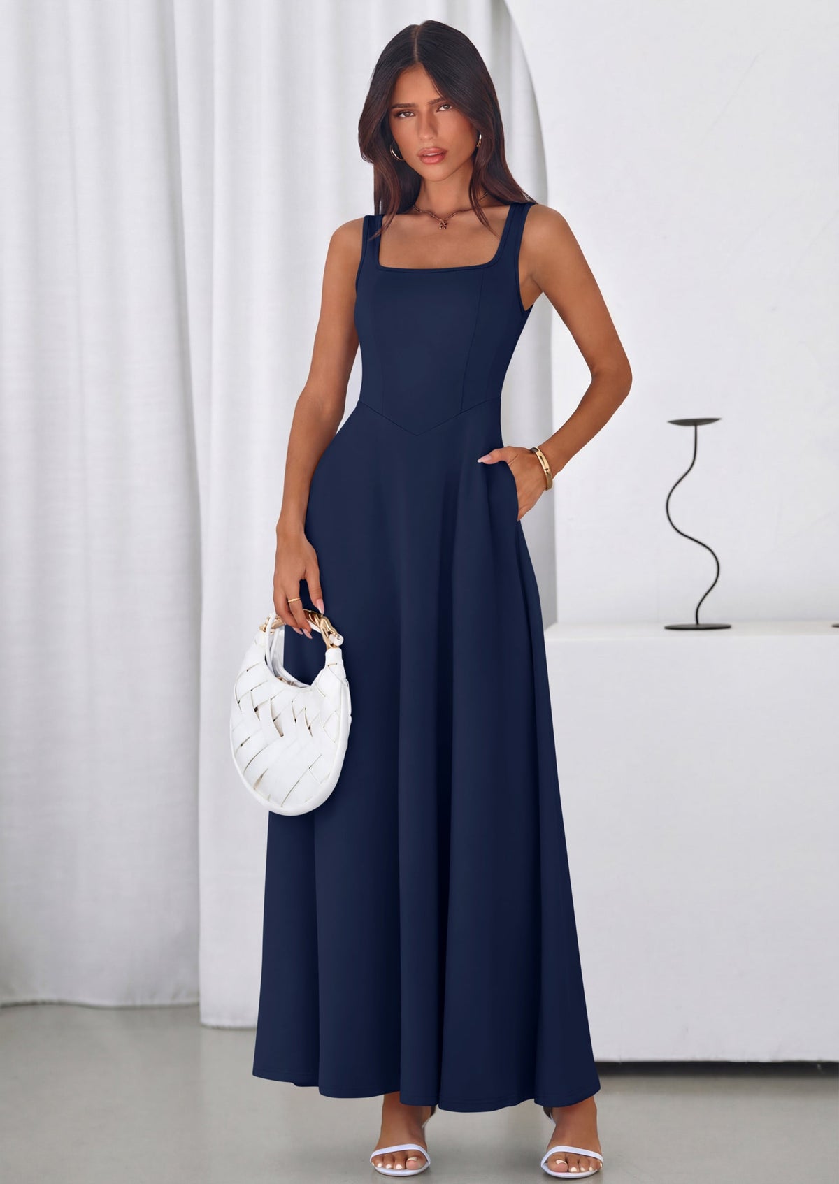 Swing Maxi Dress - Sleeveless, Square Neck, Beach - photo 46
