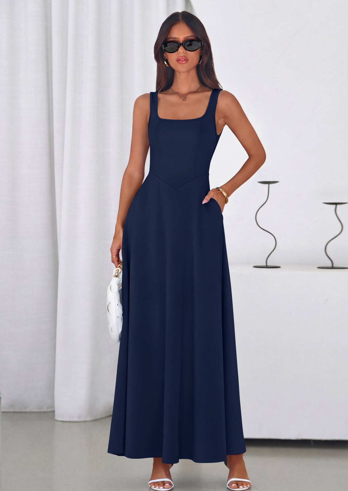 Swing Maxi Dress - Sleeveless, Square Neck, Beach - photo 48