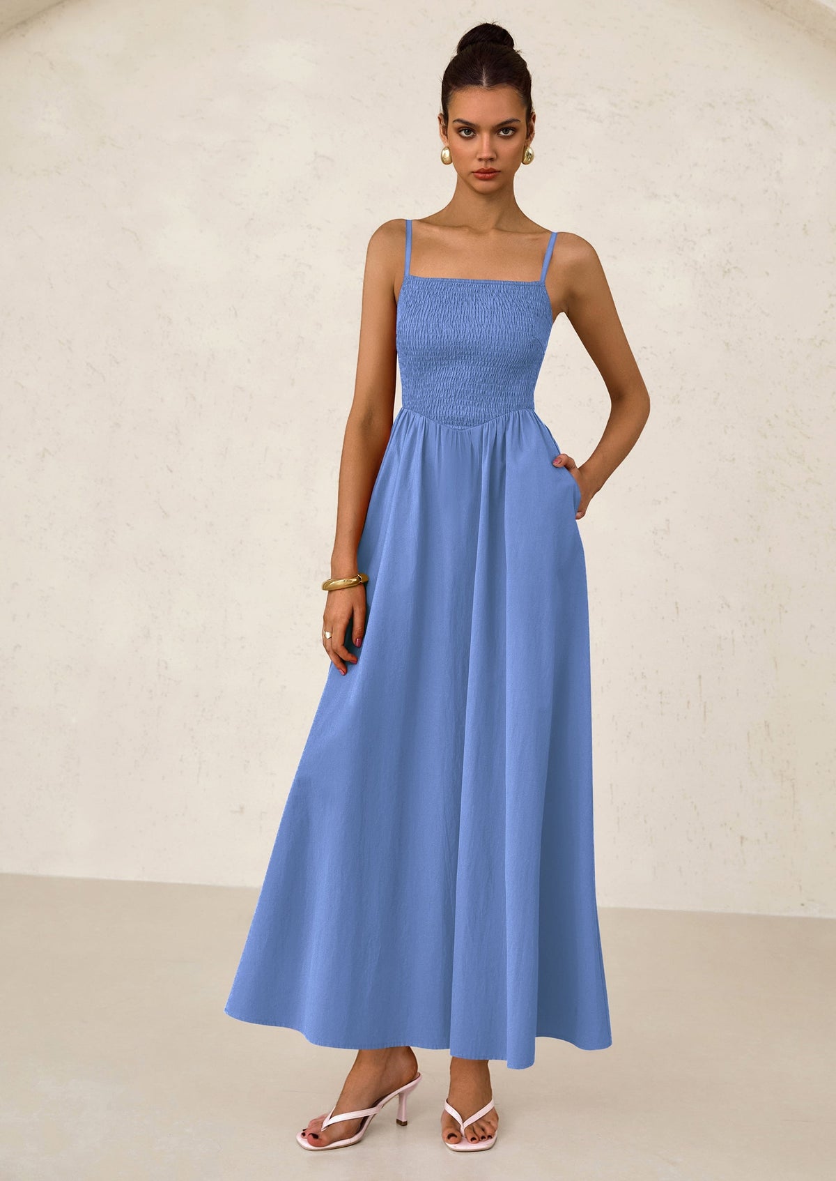 Smocked Swing Maxi Dress - Spaghetti Strap, Beach - photo 24