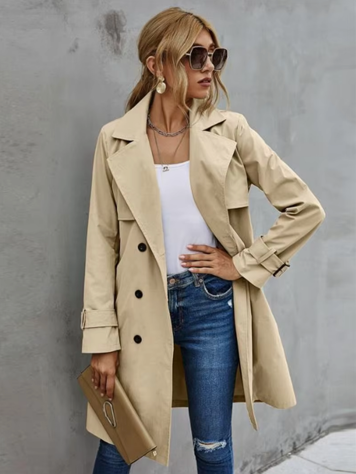 Orsenvi Destiny Womens Double Breasted Trench Coat