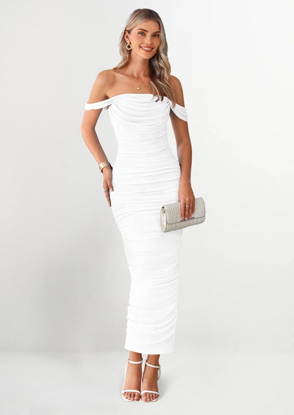 Ruched Bodycon Maxi Dress - Off-Shoulder, Cocktail - photo 34