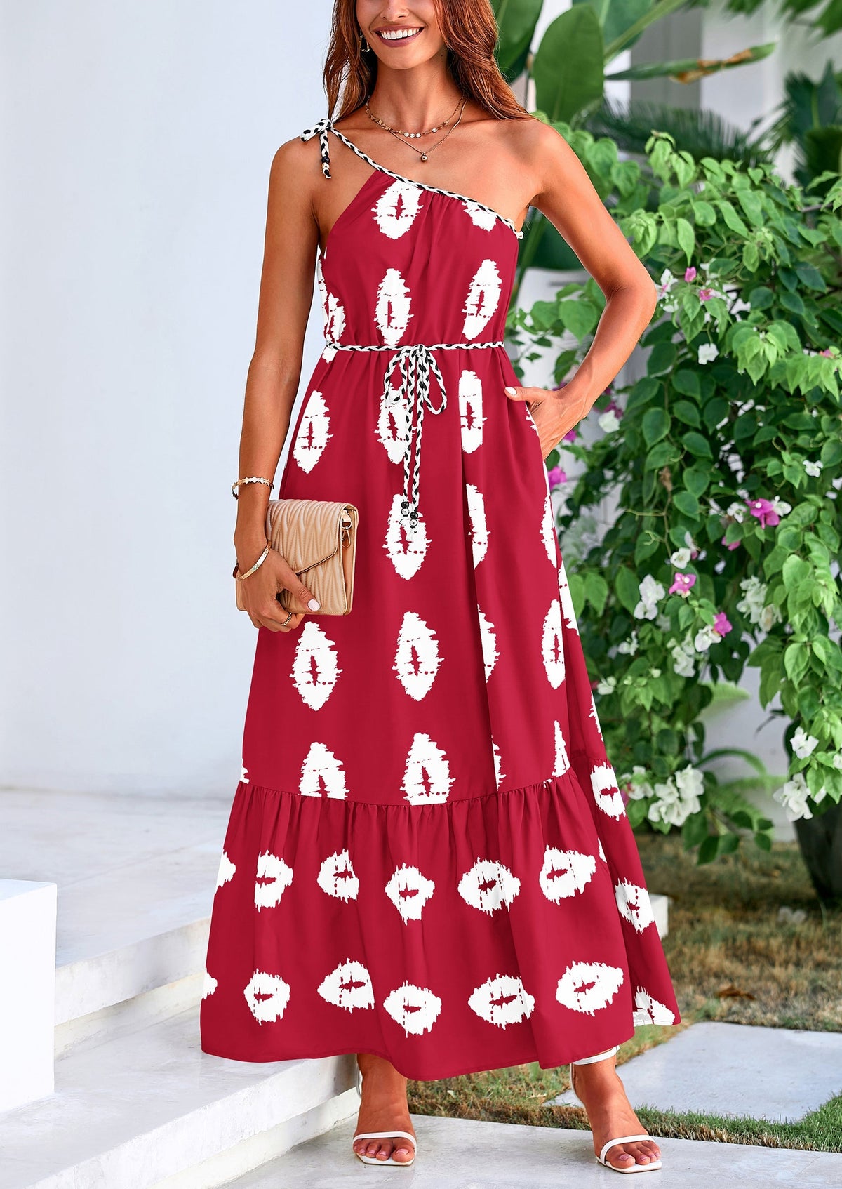 Flowy Maxi Dress - One-Shoulder, Boho - photo 16