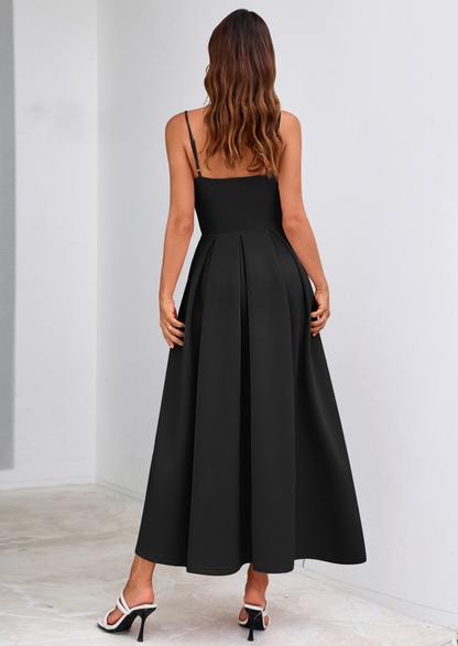 A-Line Flowy Maxi Dress - Spaghetti Strap, Square Neck, photo 8