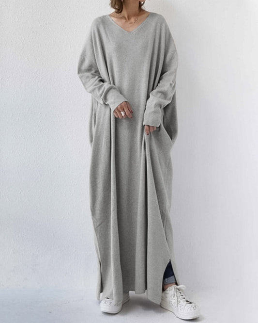 Elegant Winter Maxi Dress for Women with Long Sleeves