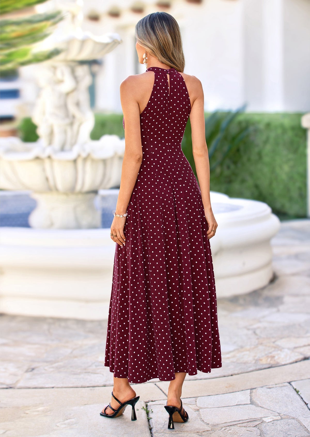 Polka Dot Maxi Dress - Halter, Vacation - photo 30
