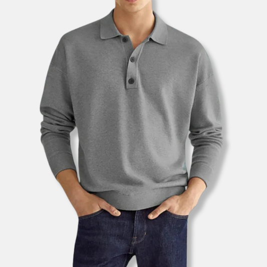 Men's Cotton Blend Polo Collar Sweater