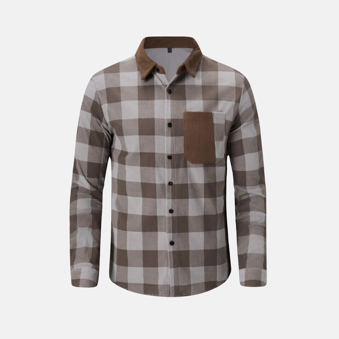 Men’s Woven Ribbed Plaid Shirt