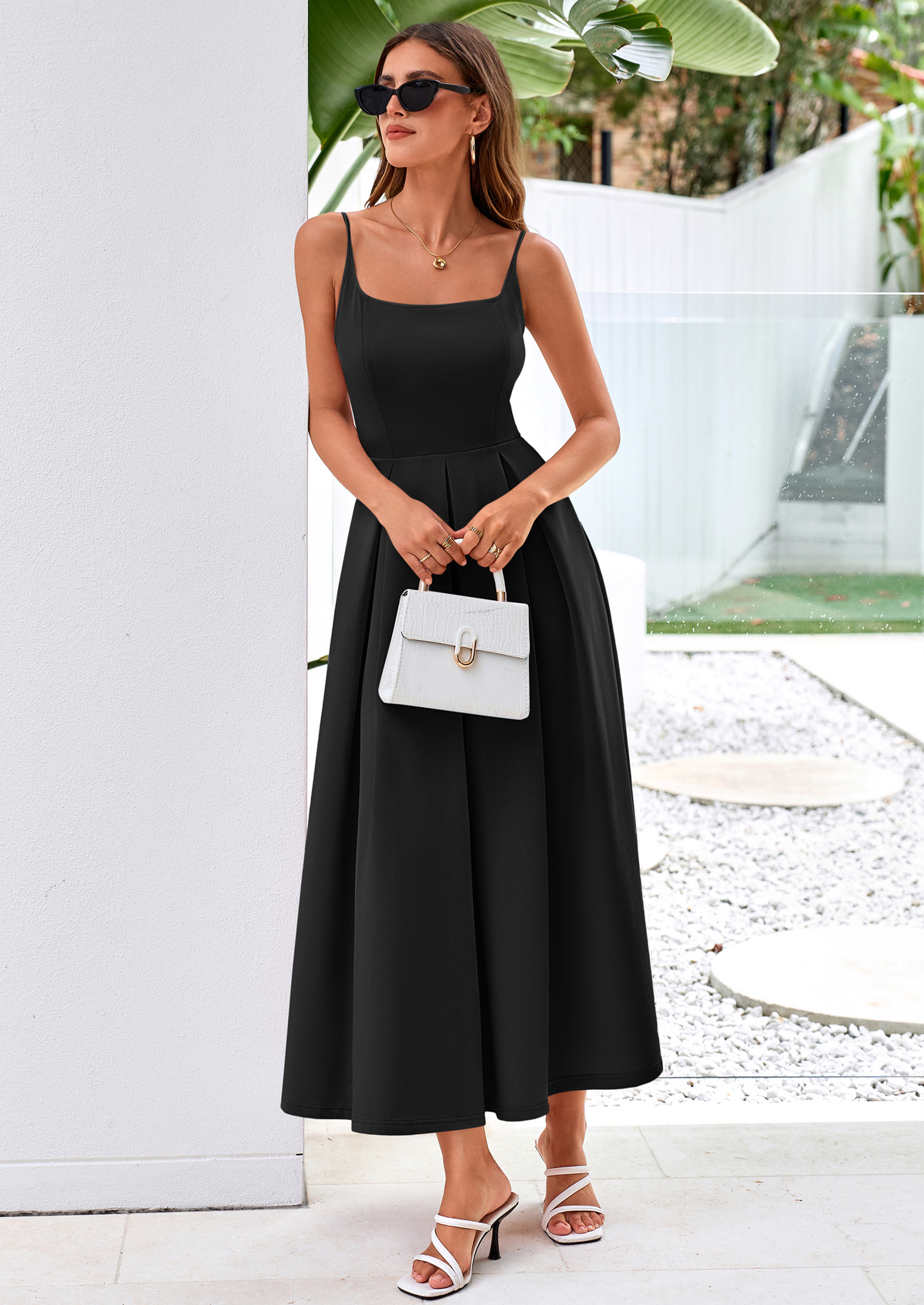 A-Line Flowy Maxi Dress - Spaghetti Strap, Square Neck, photo 10