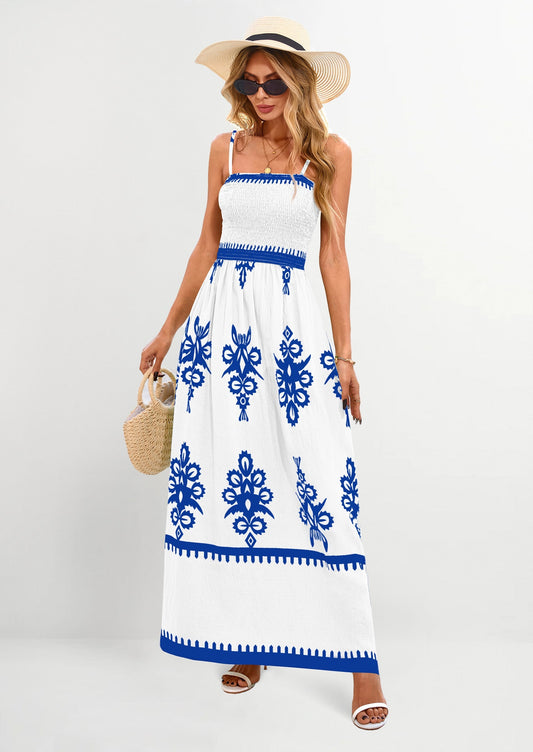 Floral Flowy Maxi Dress - Spaghetti Strap, Beach - photo 1