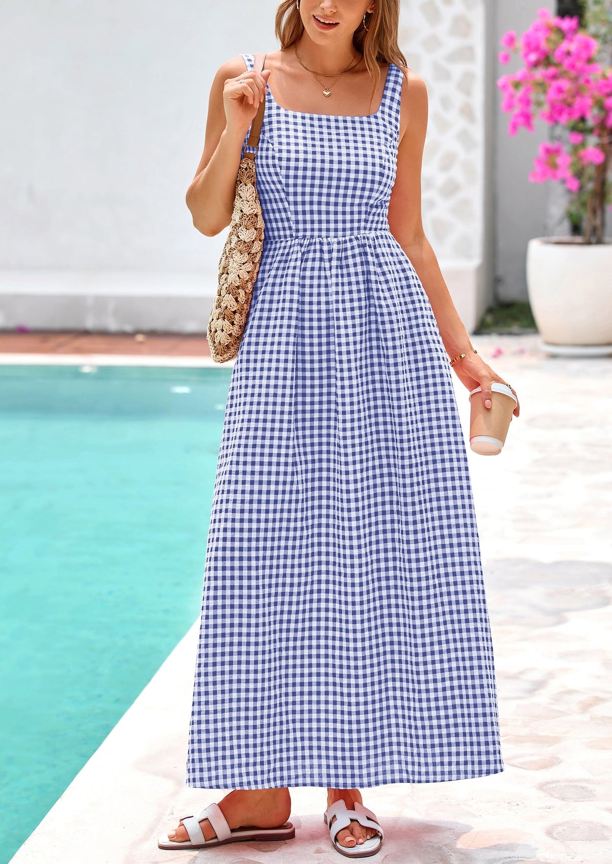 A-Line Maxi Dress - Spaghetti Strap, Square Neck, Casual - photo 11