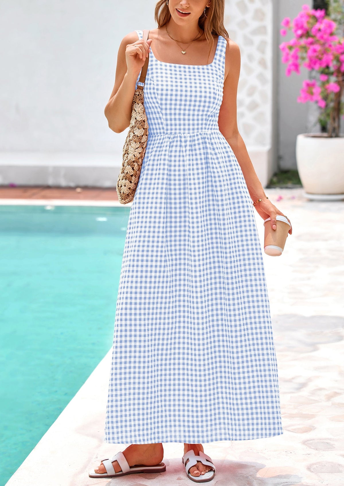 A-Line Maxi Dress - Spaghetti Strap, Square Neck, Casual - photo 3