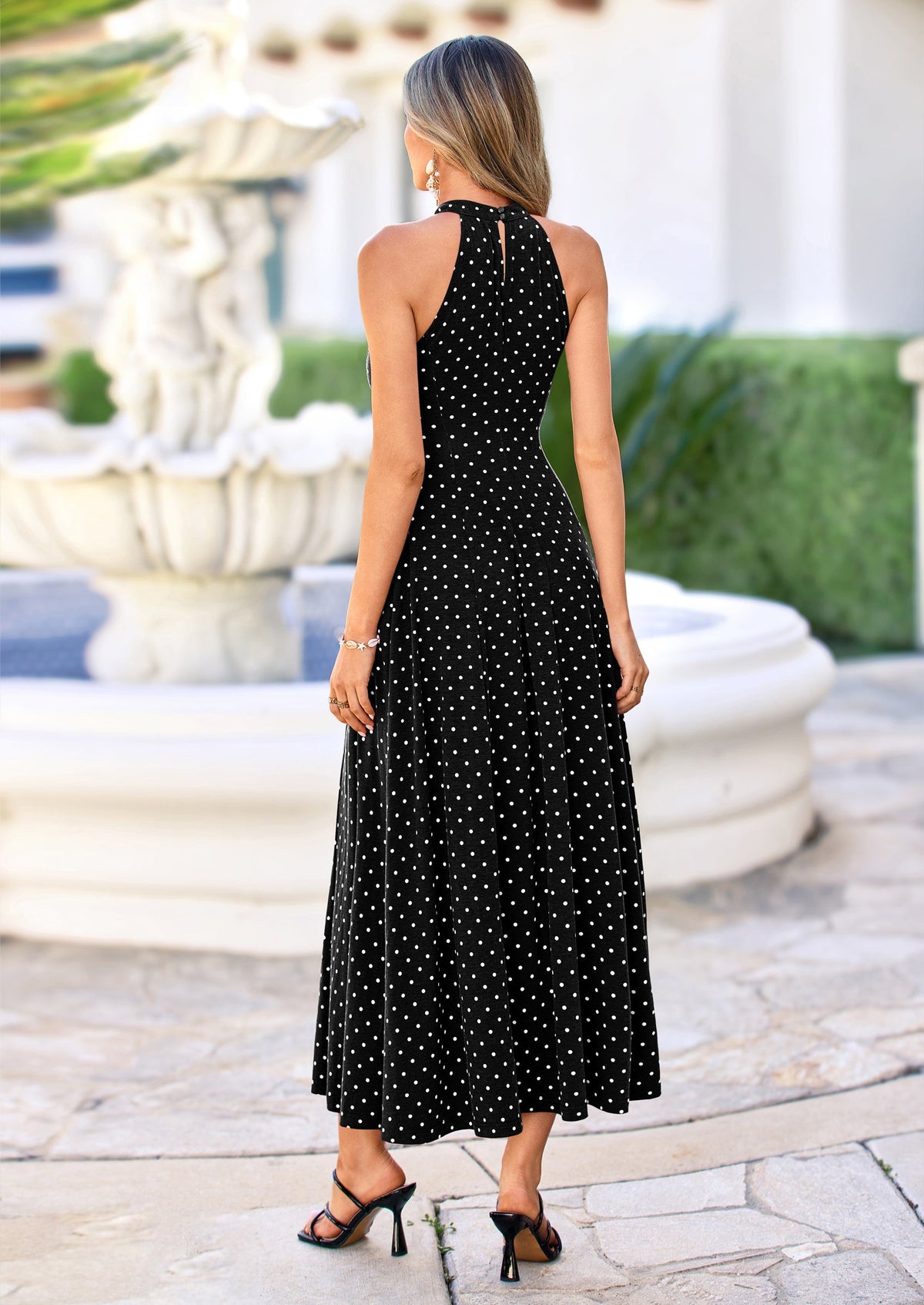 Polka Dot Maxi Dress - Halter, Vacation - photo 13