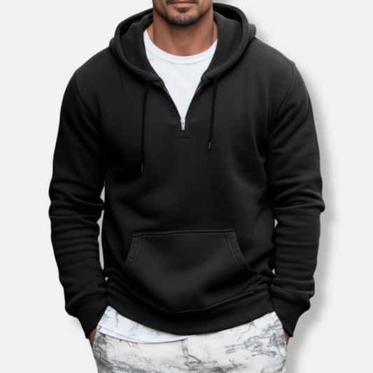 Nordisk Flair Men's Hoodie Quarter Zip Relaxed Fit Cotton Blend
