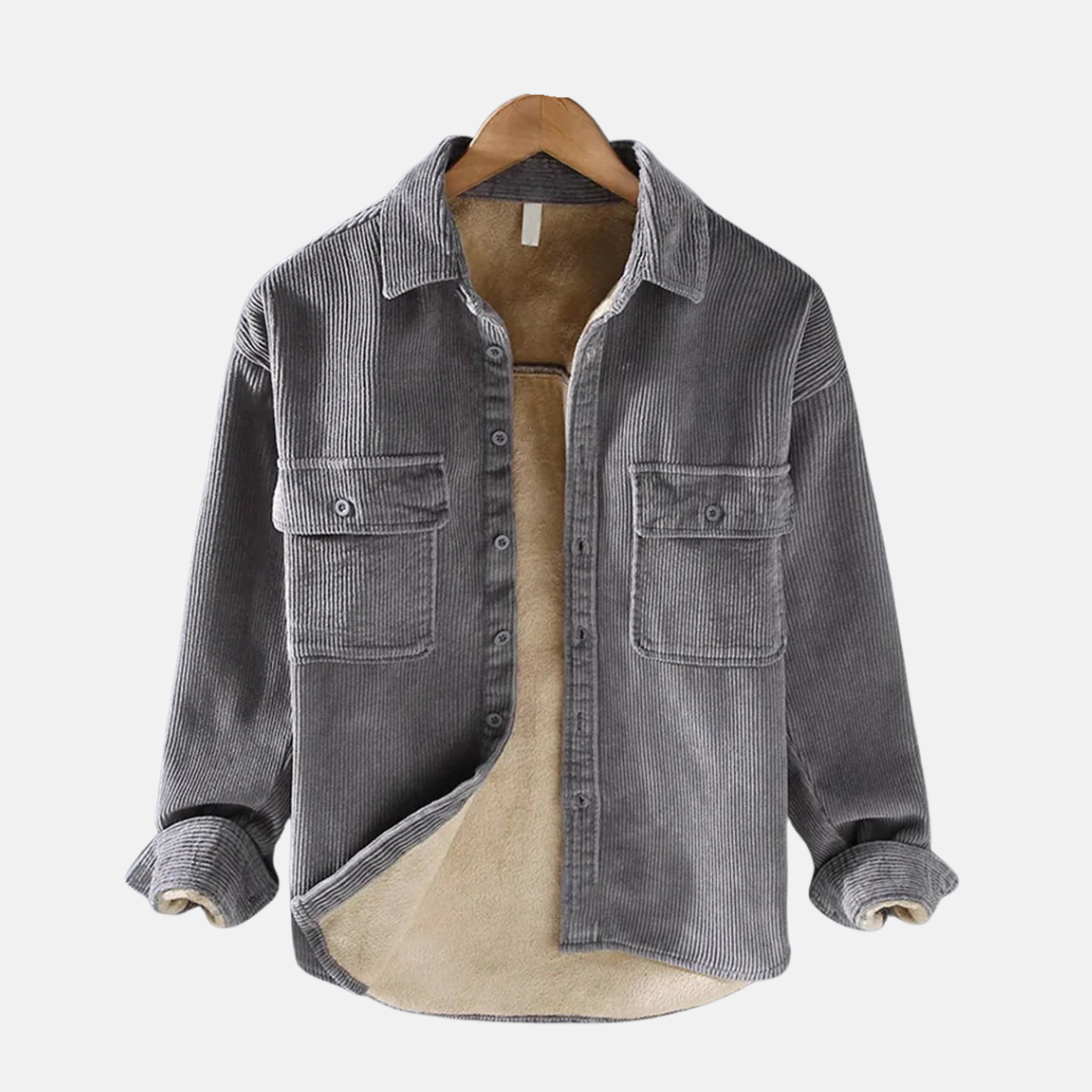 Orsenvi Men's Corduroy Jacket Relaxed Fit Button Front Chest Pockets