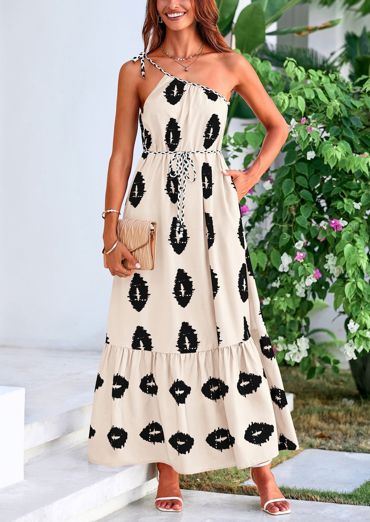 Flowy Maxi Dress - One-Shoulder, Boho - photo 28