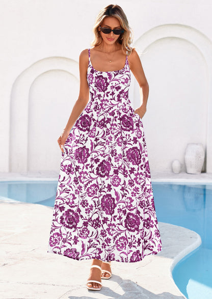 Eyelet Floral Flowy Maxi Dress - Spaghetti Strap, Square - photo 10