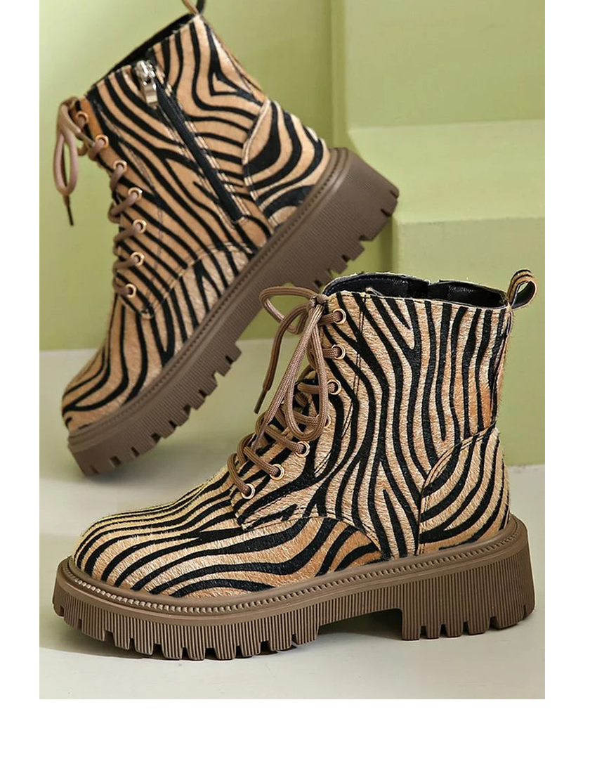 Zebra Lace-Up Boots