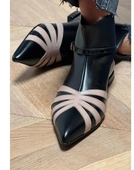 Pointed Geometric Ankle Boot