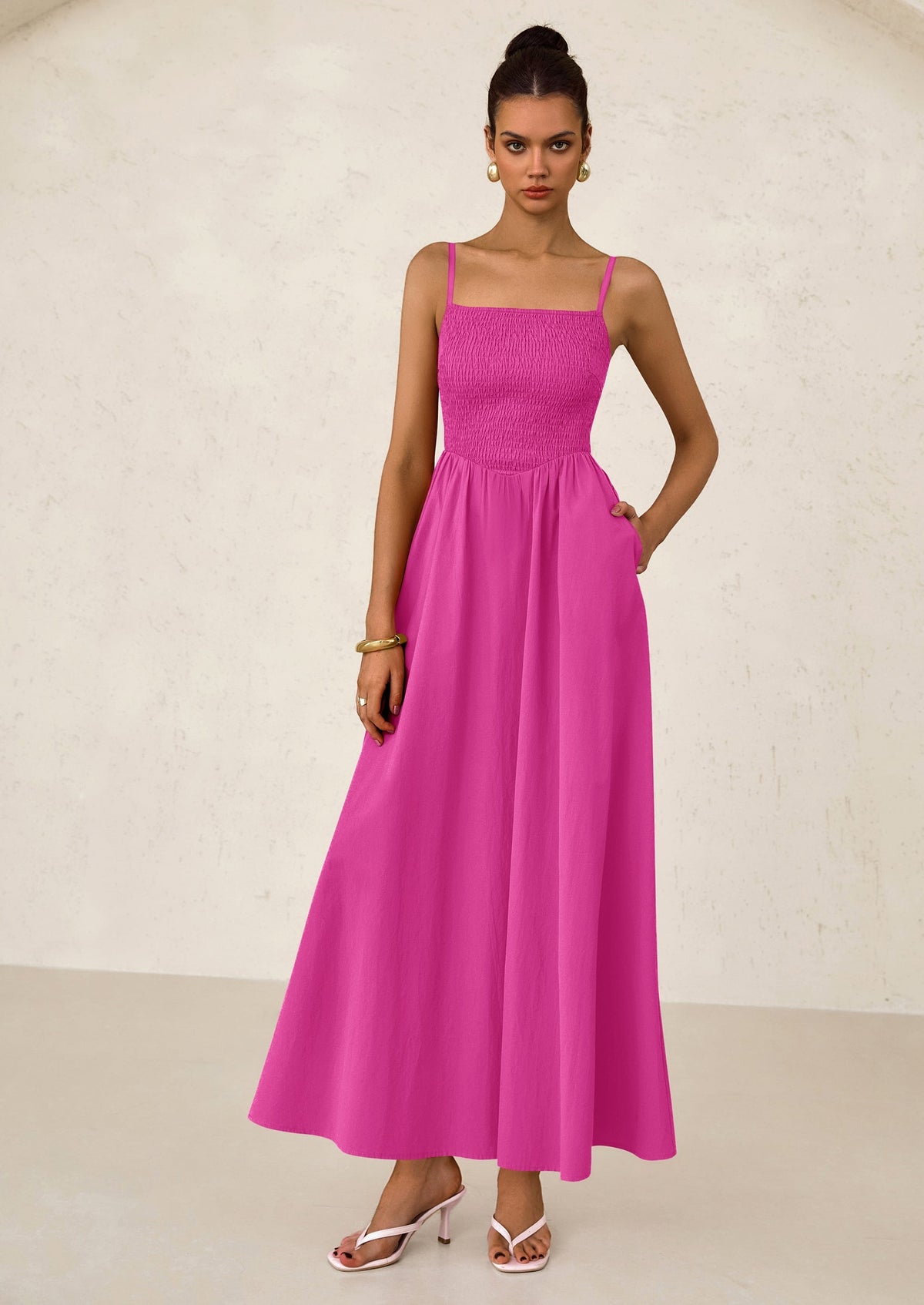Smocked Swing Maxi Dress - Spaghetti Strap, Beach - photo 50