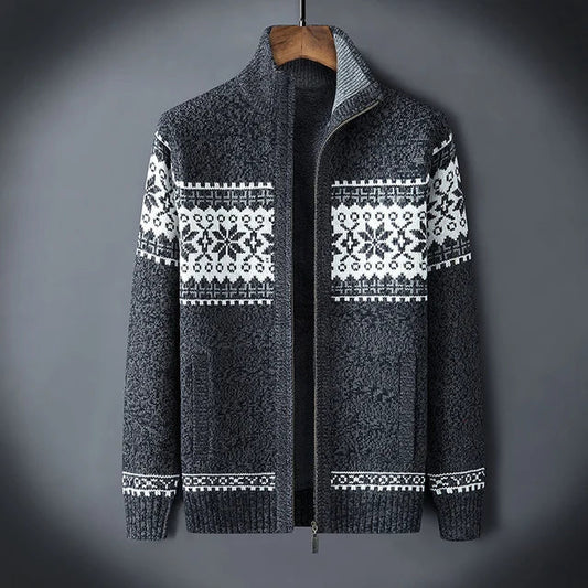 Orsenvi Men's Wool Full Zip Sherpa Lined Cardigan