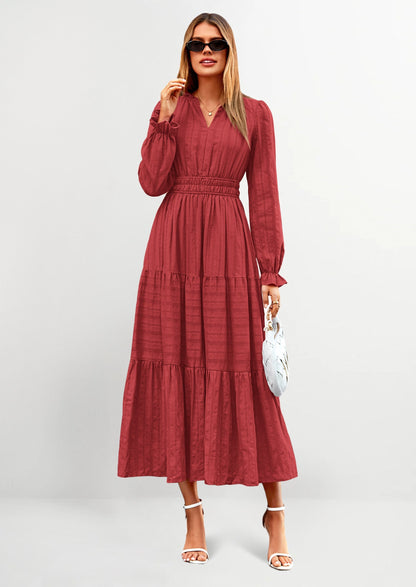 Flowy Maxi Dress - Long Sleeve, V-Neck, Wedding Guest - photo 37