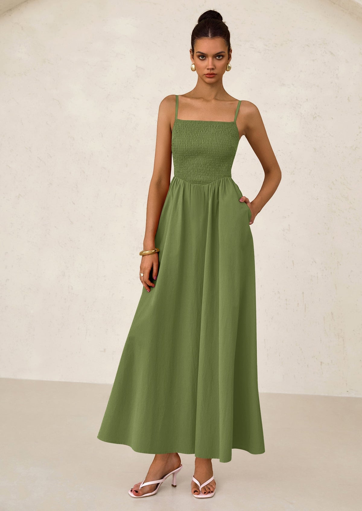 Smocked Swing Maxi Dress - Spaghetti Strap, Beach - photo 7