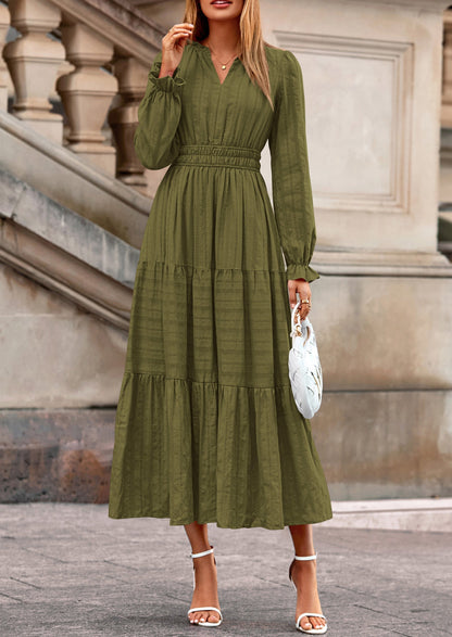 Flowy Maxi Dress - Long Sleeve, V-Neck, Wedding Guest - photo 3