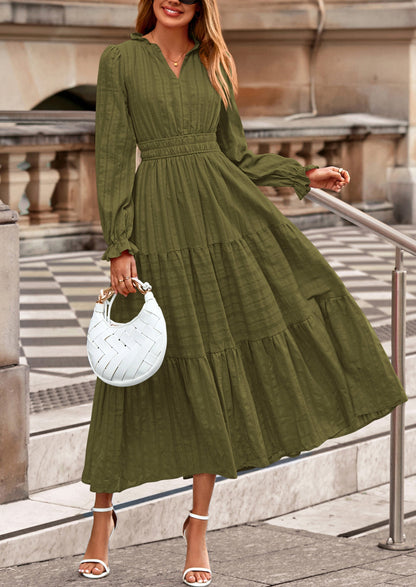 Flowy Maxi Dress - Long Sleeve, V-Neck, Wedding Guest - photo 5