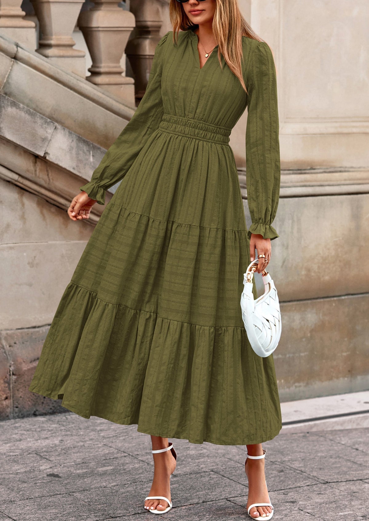 Flowy Maxi Dress - Long Sleeve, V-Neck, Wedding Guest - photo 6