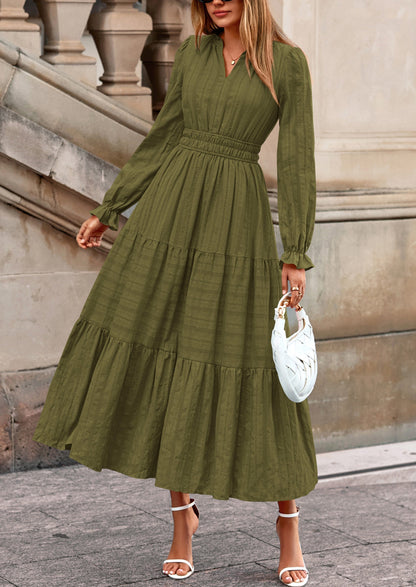 Flowy Maxi Dress - Long Sleeve, V-Neck, Wedding Guest - photo 6