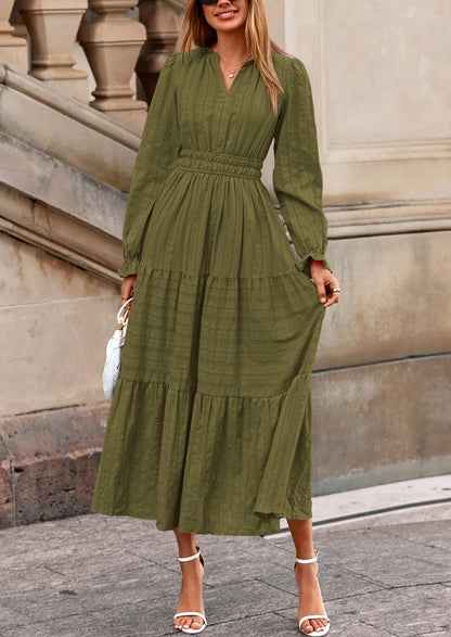 Flowy Maxi Dress - Long Sleeve, V-Neck, Wedding Guest - photo 7
