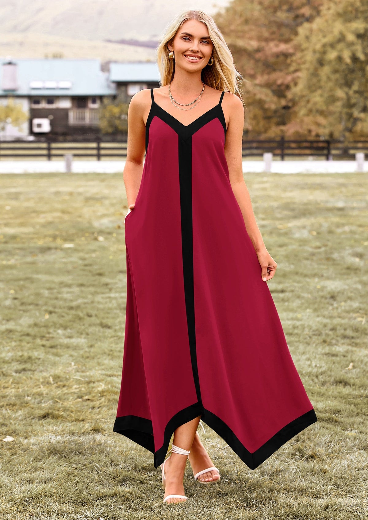 Flowy Maxi Dress - Sleeveless, V-Neck, Party - photo 69