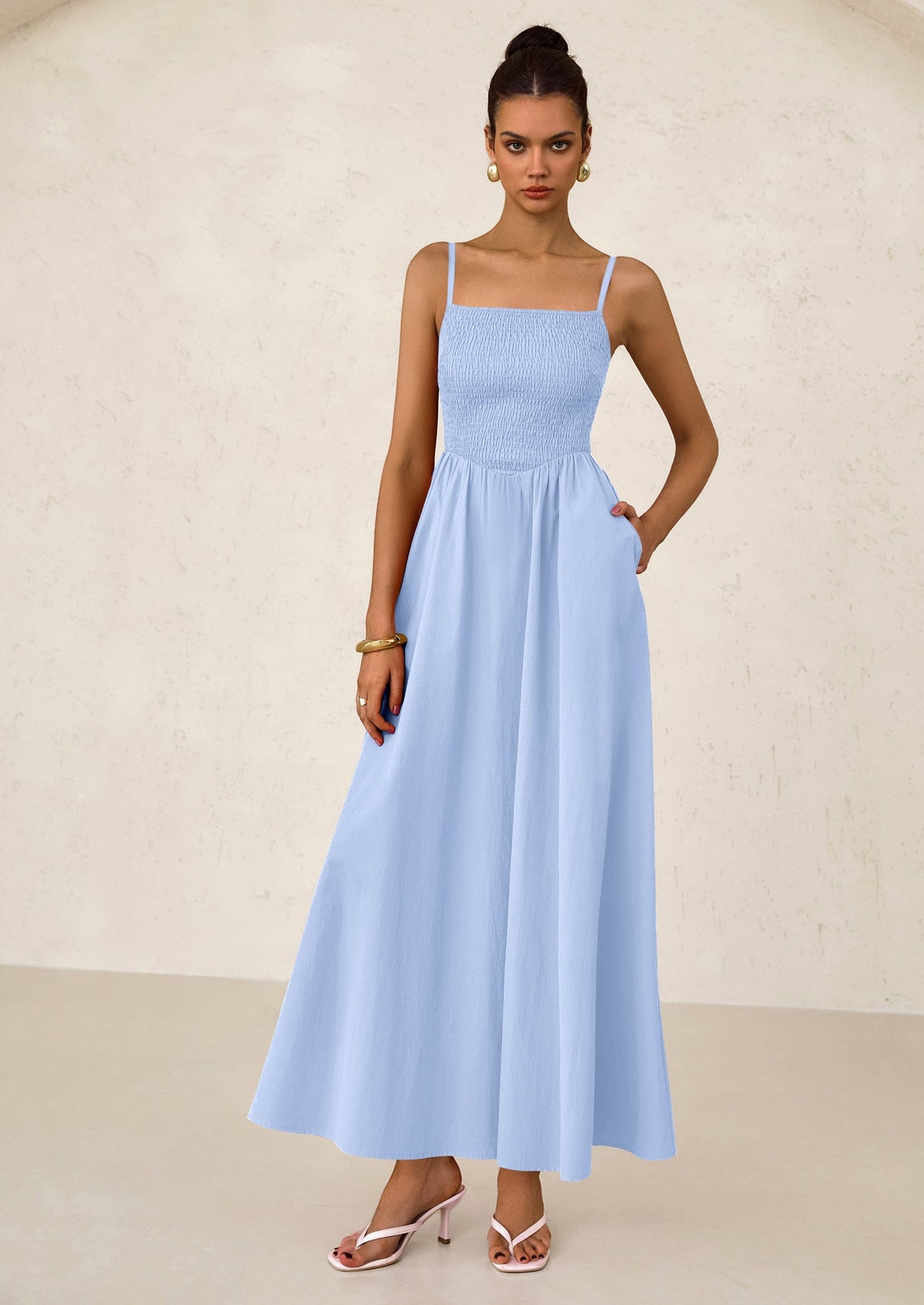 Smocked Swing Maxi Dress - Spaghetti Strap, Beach - photo 1