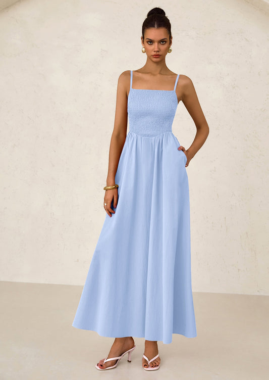 Smocked Swing Maxi Dress - Spaghetti Strap, Beach - photo 1
