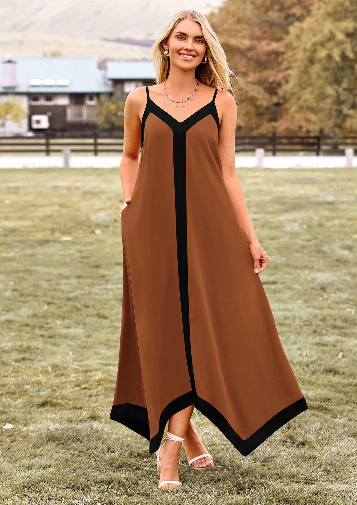 Flowy Maxi Dress - Sleeveless, V-Neck, Party - photo 35