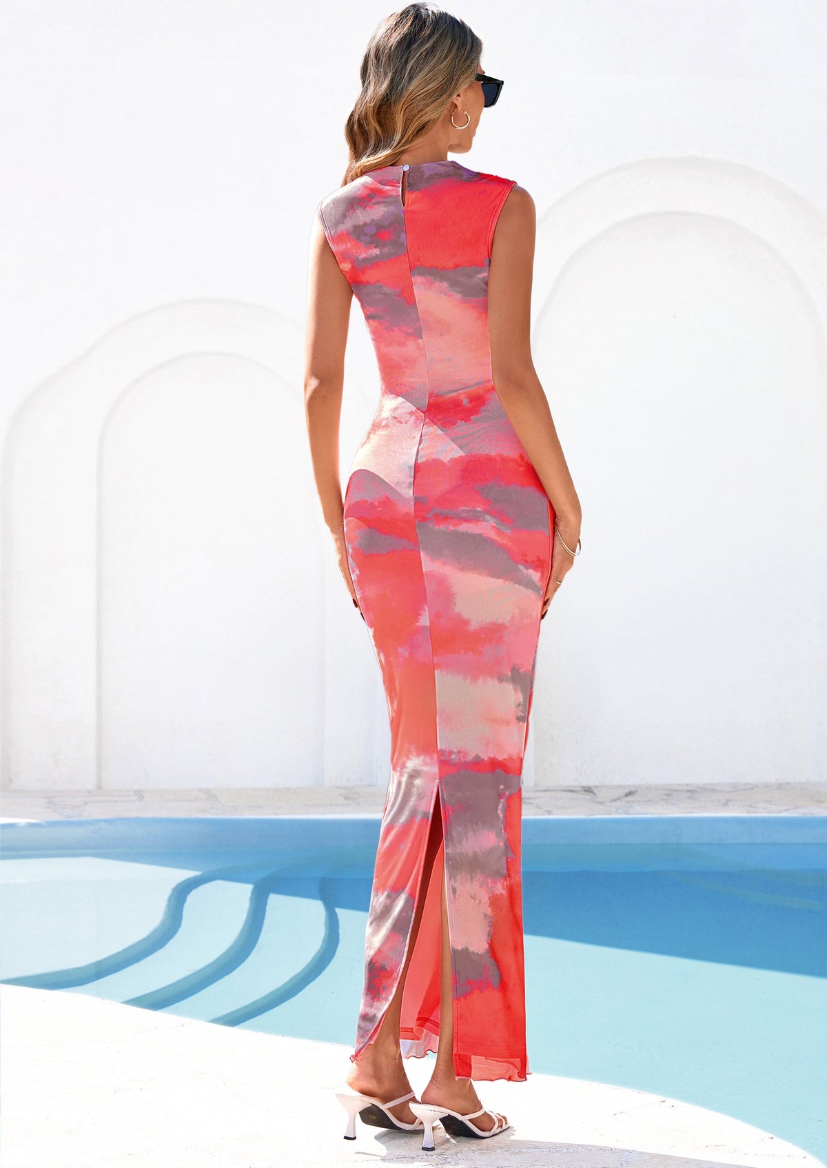 Mesh Bodycon Maxi Dress - Sleeveless, Mock Neck, Cocktail - photo 26