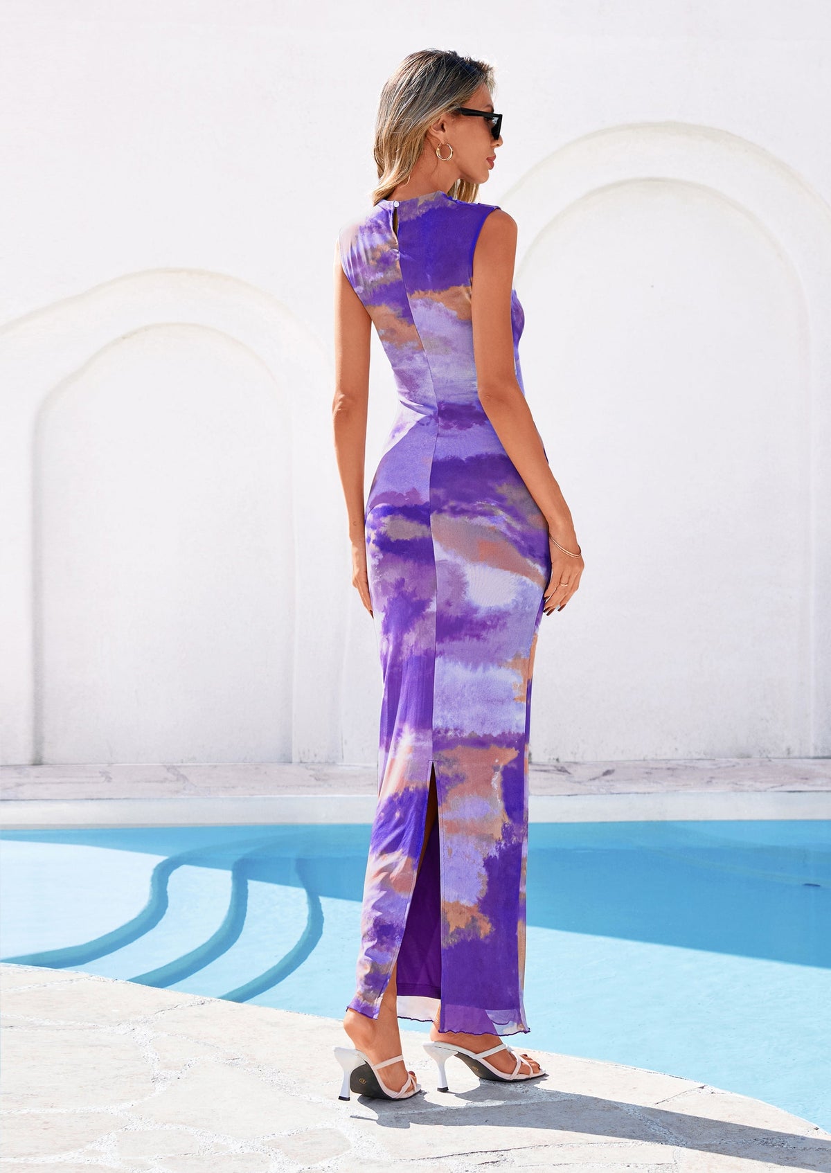 Mesh Bodycon Maxi Dress - Sleeveless, Mock Neck, Cocktail - photo 38