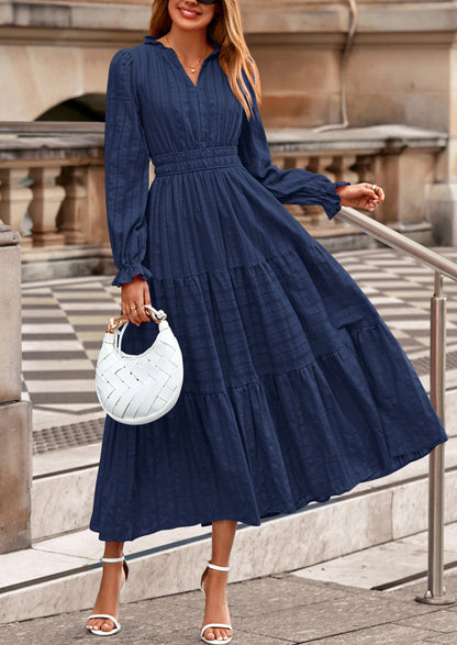 Flowy Maxi Dress - Long Sleeve, V-Neck, Wedding Guest - photo 47
