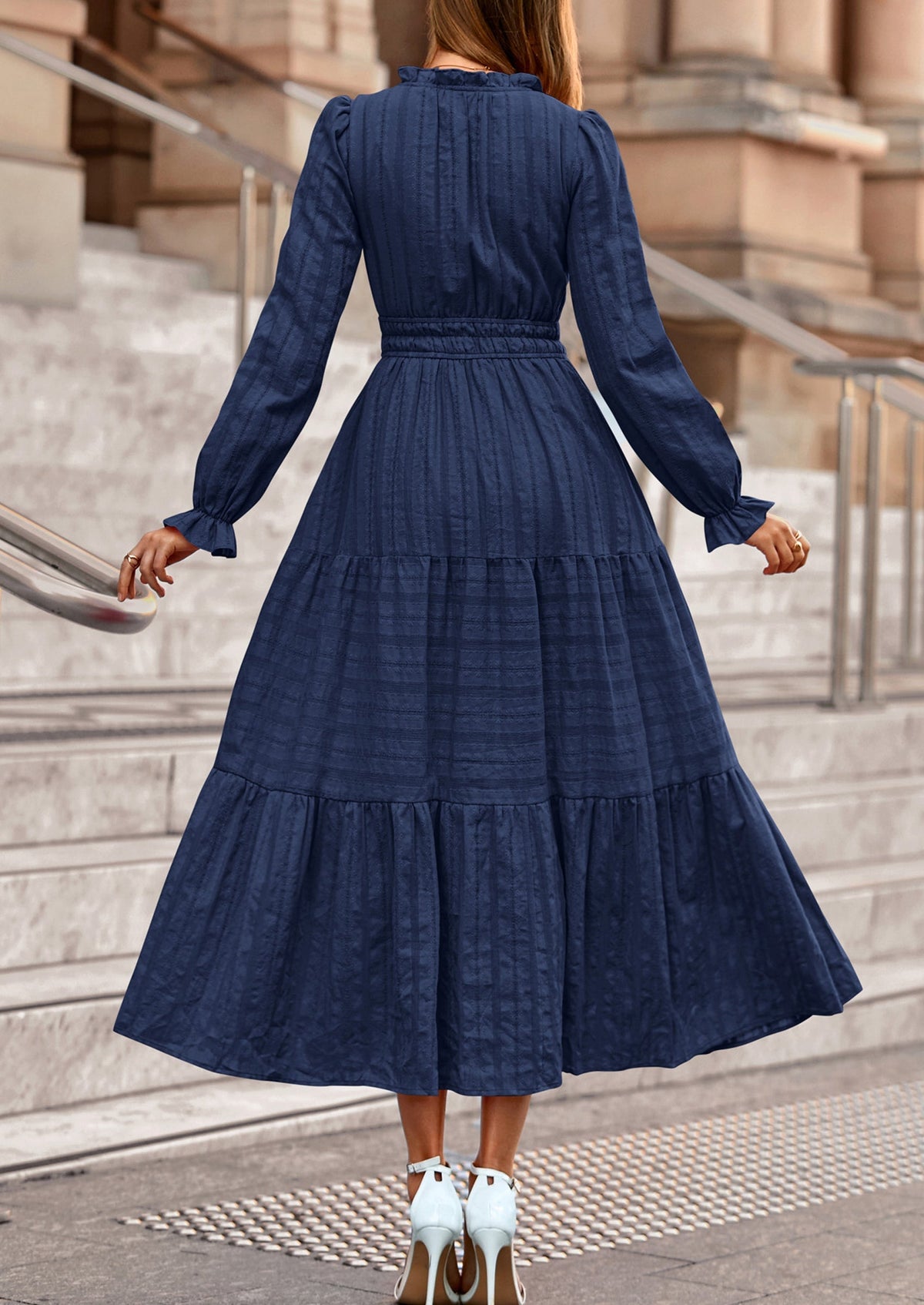 Flowy Maxi Dress - Long Sleeve, V-Neck, Wedding Guest - photo 45