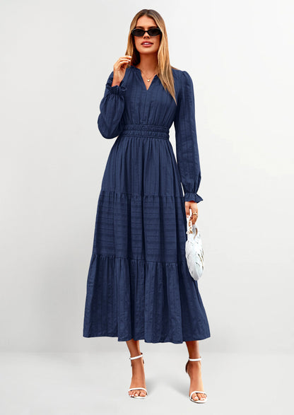 Flowy Maxi Dress - Long Sleeve, V-Neck, Wedding Guest - photo 44