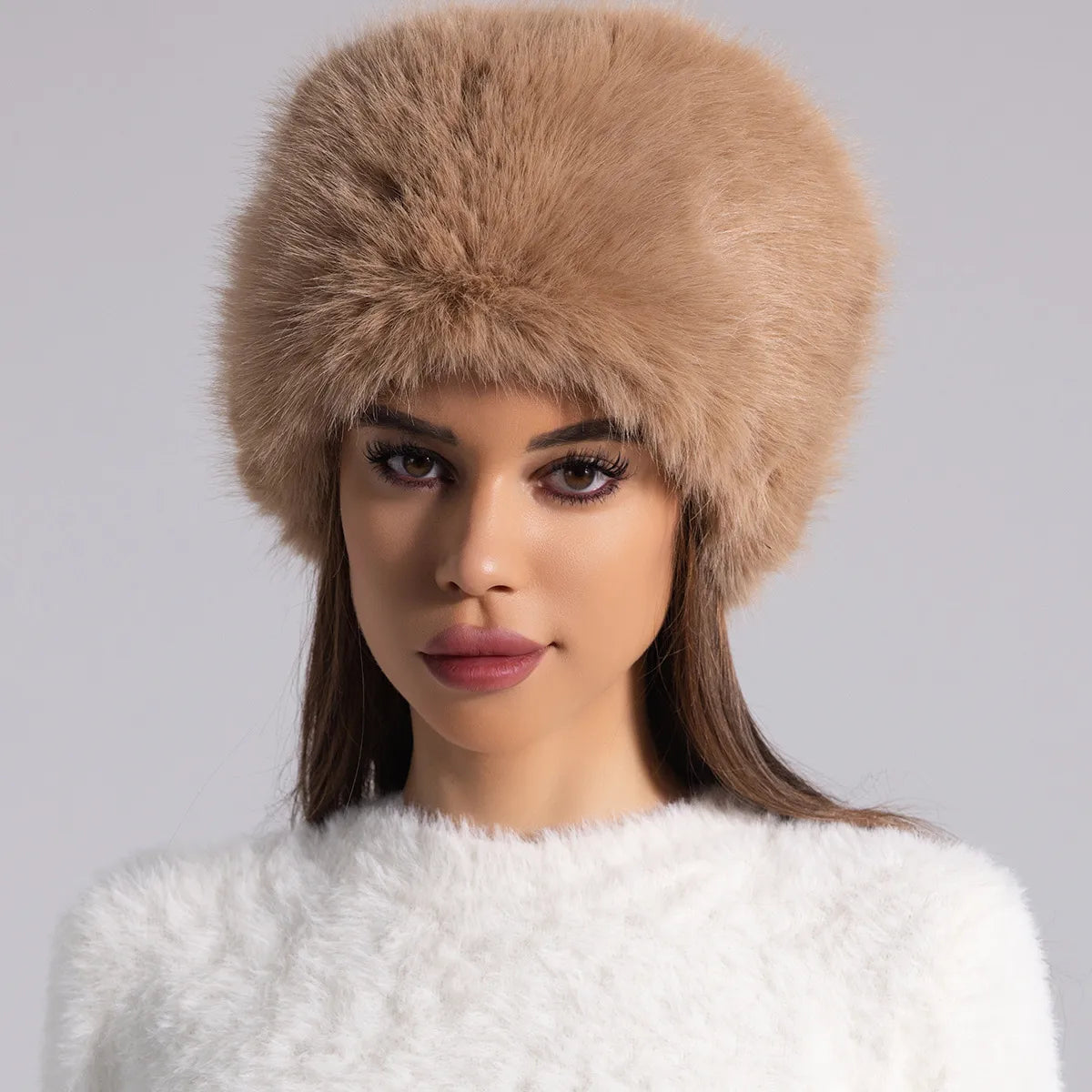 Rosie Furry Round Fur Hat | Solid Full Coverage Fur Hat
