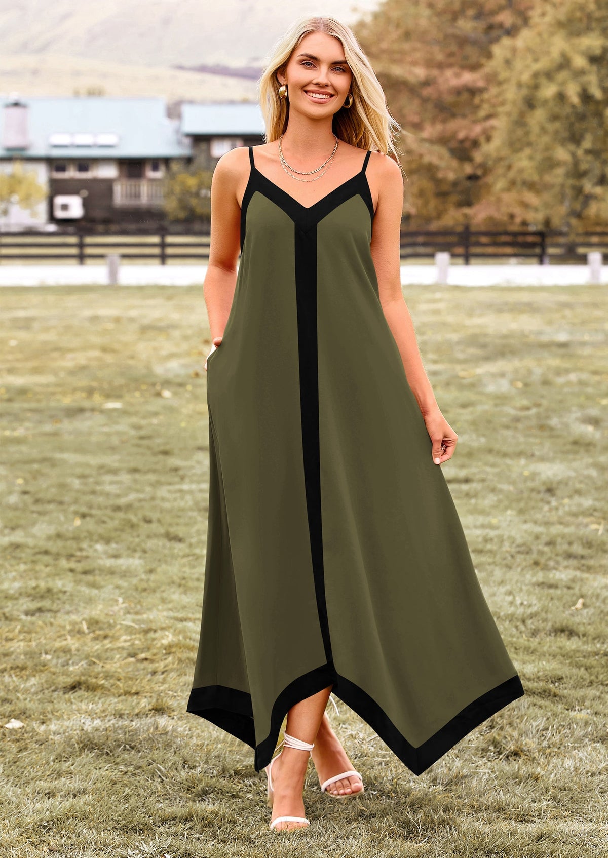 Flowy Maxi Dress - Sleeveless, V-Neck, Party - photo 8