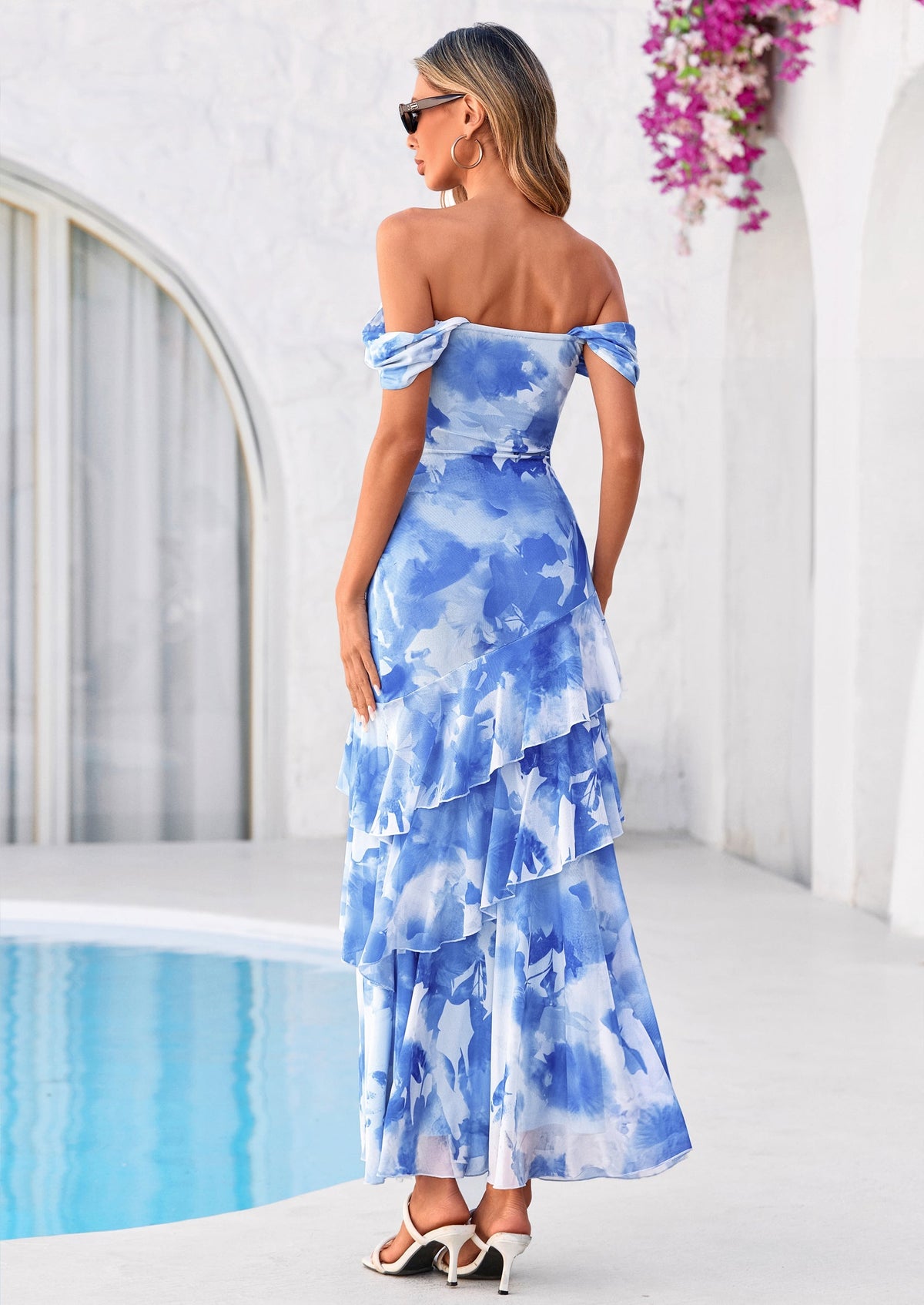 Floral Blue Green Floral Mesh Bodycon Maxi Dress - photo 20
