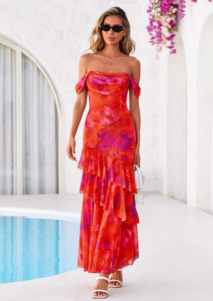 Floral Blue Green Floral Mesh Bodycon Maxi Dress - photo 36