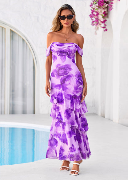 Floral Blue Green Floral Mesh Bodycon Maxi Dress - photo 37