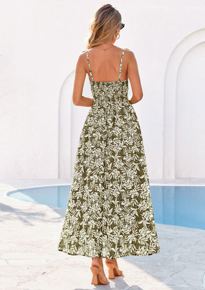 Eyelet Floral Flowy Maxi Dress - Spaghetti Strap, Square - photo 2